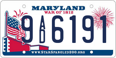 MD license plate 9AD6191