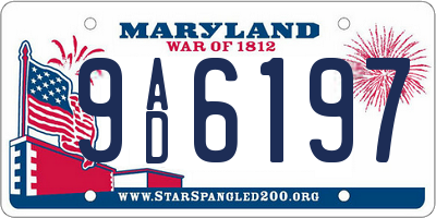 MD license plate 9AD6197