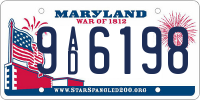 MD license plate 9AD6198