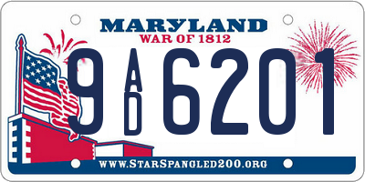 MD license plate 9AD6201