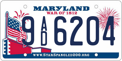 MD license plate 9AD6204