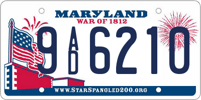 MD license plate 9AD6210