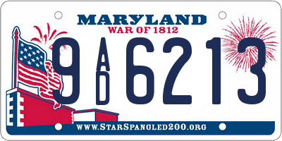 MD license plate 9AD6213