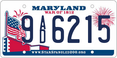MD license plate 9AD6215