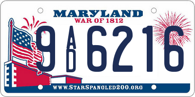 MD license plate 9AD6216