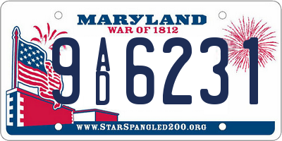 MD license plate 9AD6231