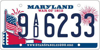 MD license plate 9AD6233