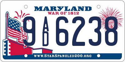 MD license plate 9AD6238