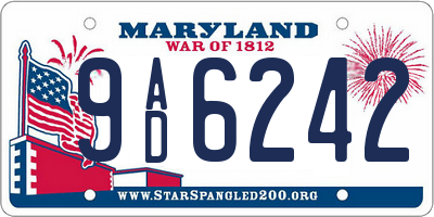 MD license plate 9AD6242