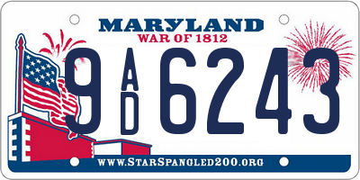 MD license plate 9AD6243