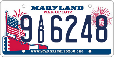 MD license plate 9AD6248