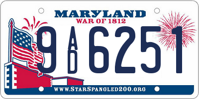 MD license plate 9AD6251