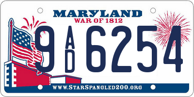 MD license plate 9AD6254