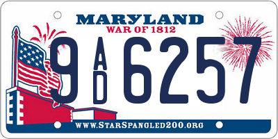 MD license plate 9AD6257