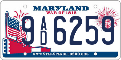 MD license plate 9AD6259