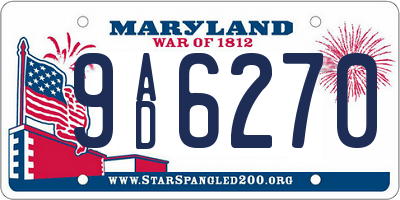 MD license plate 9AD6270