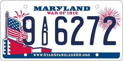 MD license plate 9AD6272