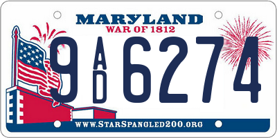 MD license plate 9AD6274
