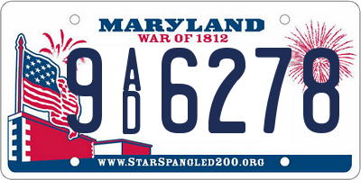 MD license plate 9AD6278