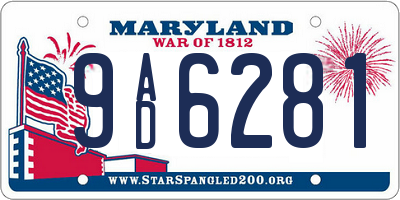 MD license plate 9AD6281