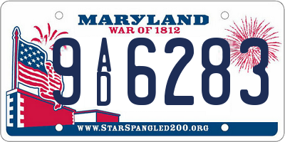 MD license plate 9AD6283