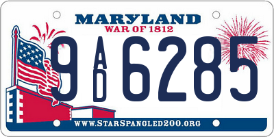 MD license plate 9AD6285