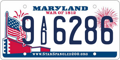 MD license plate 9AD6286