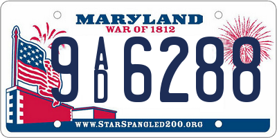 MD license plate 9AD6288