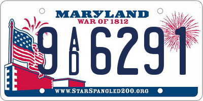 MD license plate 9AD6291
