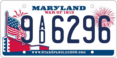MD license plate 9AD6296