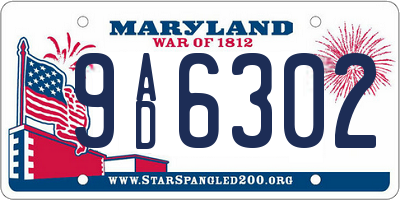 MD license plate 9AD6302