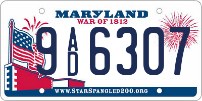 MD license plate 9AD6307
