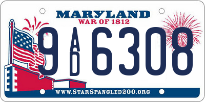 MD license plate 9AD6308