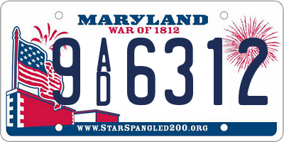 MD license plate 9AD6312