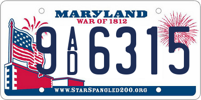 MD license plate 9AD6315
