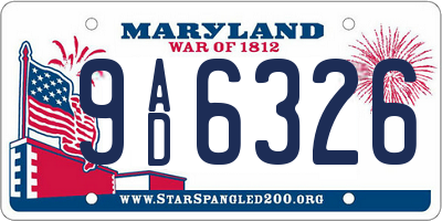 MD license plate 9AD6326