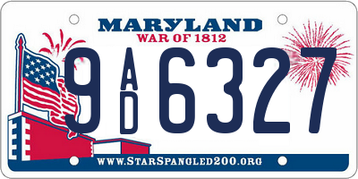MD license plate 9AD6327