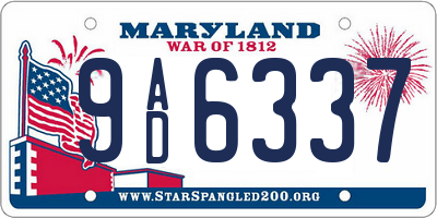 MD license plate 9AD6337