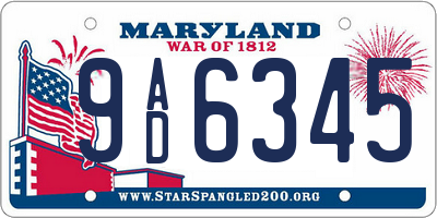MD license plate 9AD6345