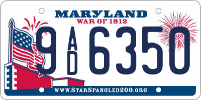MD license plate 9AD6350