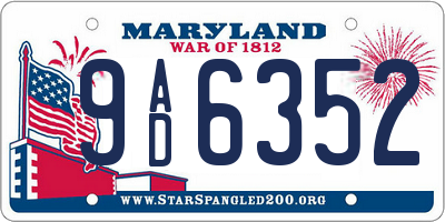 MD license plate 9AD6352