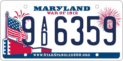 MD license plate 9AD6359