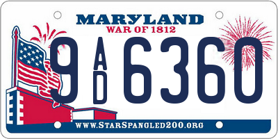 MD license plate 9AD6360