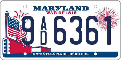 MD license plate 9AD6361