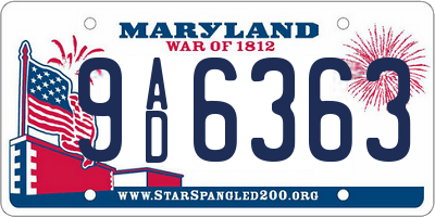 MD license plate 9AD6363