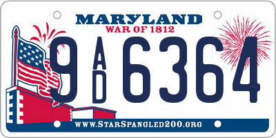 MD license plate 9AD6364