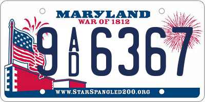 MD license plate 9AD6367