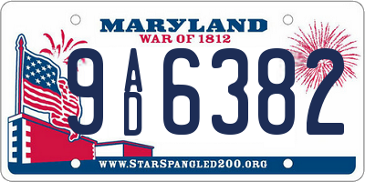 MD license plate 9AD6382