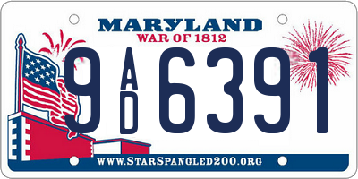 MD license plate 9AD6391