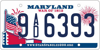 MD license plate 9AD6393